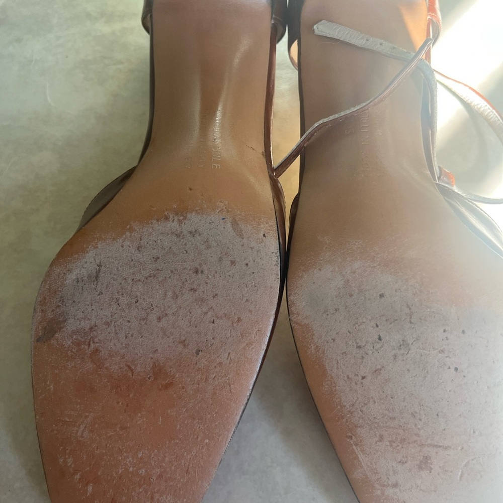 Salvatore Ferragamo Brown Leather T-Strap Heels - Picture 4 of 10